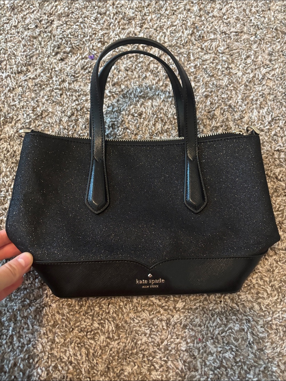 kate spade Black Glitter Saffiano Tote